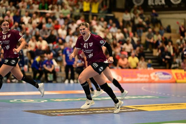 Handball I Women I 2026–2027 Season I Bundesliga I Matchday 2 I Buxtehuder SV vs. HC Leipzig I September 5, 2026 Celebration, excitement, enthusiasm, euphoria, joy, happiness, cheerfulness for Wiebke Meyer, 41, HC Leipzig, Buxtehude, Halle Nord, New Lower Saxony, Germany Copyright: xLobeca FelixxWeißbergx