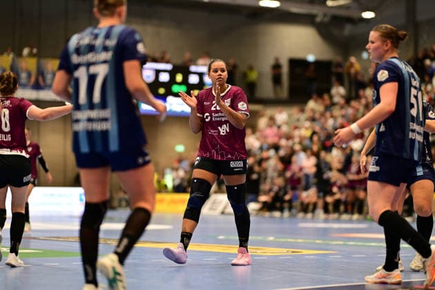 Handball I Women I 2026–2027 Season I Bundesliga I Matchday 2 I Buxtehuder SV vs. HC Leipzig I September 5, 2026 Single photo, cutout, single image, cutout, isolated subject, sports photo, close-up, cropped, isolated shot, photo, individual Sharleen Juliette Greschner, 20, HC Leipzig, Buxtehude, Halle Nord, Lower Saxony, Germany Copyright: xLobeca FelixxWeißbergx