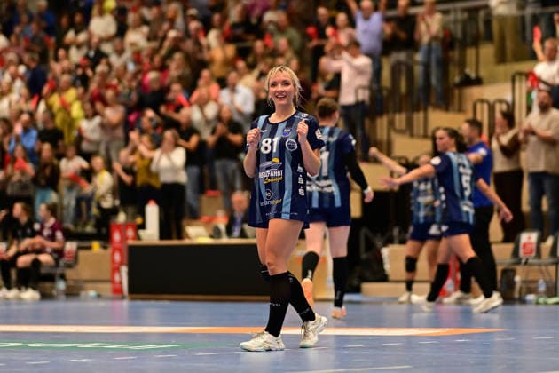 Handball I Women I 2026–2027 Season I Bundesliga I Matchday 2 I Buxtehuder SV vs. HC Leipzig I September 5, 2026 Single photo, cutout, single image, Cutout, isolated subject, sports shot, close-up, isolated image, isolated shot, photo, individual celebration, excitement, enthusiasm, euphoria, joy, happiness, cheerfulness shown by Ruslana Litvinov (81), Buxtehuder Sportverein, Buxtehude Halle Nord, Lower Saxony, Germany Copyright: xLobeca FelixxWeißbergx
