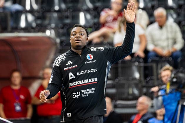 Opel HBL SG Flensburg Handewitt vs. HC Erlangen, September 5, 2026—Rubens Pierre, No. 93, HC Erlangen during warm-ups for the Opel HBL SG Flensburg Handewitt vs. HC Erlangen game at GGW Arena on September 5, 2026 Copyright: xBEAUTIFULxSPORTS MarioxM.xKobergx