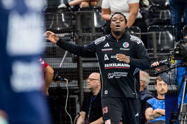 Opel HBL SG Flensburg Handewitt vs. HC Erlangen, September 5, 2026—Rubens Pierre, No. 93, HC Erlangen during warm-ups for the Opel HBL SG Flensburg Handewitt vs. HC Erlangen game at GGW Arena on September 5, 2026 Copyright: xBEAUTIFULxSPORTS MarioxM.xKobergx