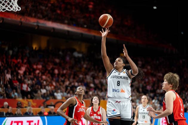 Nyara Sabally of Germany, taking a shot, GER, Germany vs. Japan, Basketball, 2026 FIBA Women s World Cup, Group Stage, Matchday 2, September 5, 2026, GER, Germany vs. Japan, Basketball, 2026 FIBA Women’s World Cup, Group Stage, Matchday 2, September 5, 2026, Berlin Copyright: xEibner-Pressefoto MaxxVincenx EP_MVN