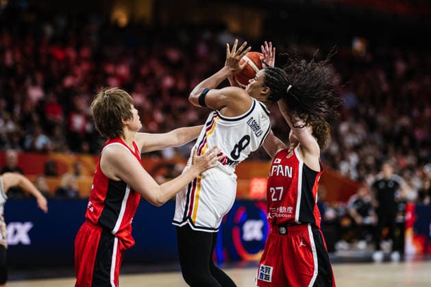 2026 FIBA Women’s Basketball World Cup: Germany vs. Japan, September 5, 2026—Nyara Sabally (Germany, 8) vs. Maki Takada (Japan, 8) and Saki Hayashi (Japan, 27)—Basketball, FIBA Women’s Basketball World Cup 2026, Group Stage, Group A, Matchday 2: Germany vs. Japan on September 5, 2026, at the Max Schmeling Halle, Berlin Copyright: xBEAUTIFULxSPORTS Tonhäuserx