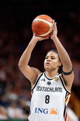 Nyara Sabally, Germany, taking a free throw, still image, single photo, portrait, cutout, GER, Germany vs. Japan, basketball, 2026 FIBA Women’s World Cup, group stage, Match Day 2, September 5, 2026, GER, Germany vs. Japan, Basketball, 2026 FIBA Women’s World Cup, Group Stage, Match Day 2, September 5, 2026, Berlin Copyright: xEibner-Pressefoto MaxxVincenx EP_MVN