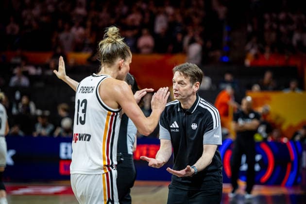 Basketball Berlin, September 5, 2026 FIBA Women’s Basketball World Cup Germany 2026 Preliminary Round Group Germany (GER) vs. Japan (JPN) Olaf Lange, Germany, Coach Leonie Fiebich, Germany, No. 13