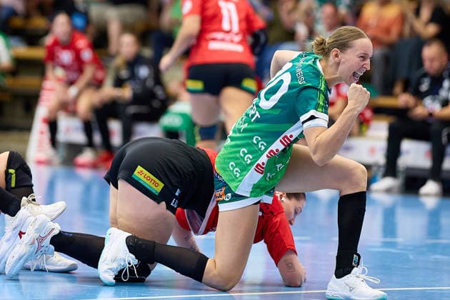 Matilda Ehlert of Frisch Auf Goeppingen, No. 10, celebrates her goal. FRISCH AUF Goeppingen vs. BSV Sachsen Zwickau, Handball, ALSCO Women s Handball Bundesliga, Matchday 2, 2026–2027 Season, September 5, 2026 FRISCH AUF Goeppingen vs. BSV Sachsen Zwickau, Handball, ALSCO Women’s Handball Bundesliga, Matchday 2, 2026–2027 season, September 5, 2026 Goeppingen Copyright: xEibner-Pressefoto GeraldxOelze-dexStoppanyx EP_ODS