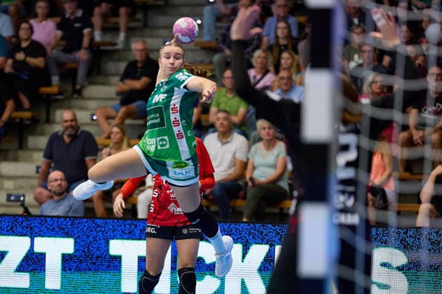 Lea Watzl s jump shot, Frisch Auf Goeppingen, 07 FRISCH AUF Goeppingen vs. BSV Sachsen Zwickau, Handball, ALSCO Women s Handball Bundesliga, Matchday 2, 2026–2027 Season, September 5, 2026, FRISCH AUF Goeppingen vs. BSV Sachsen Zwickau, Handball, ALSCO Women’s Handball Bundesliga, Matchday 2, 2026–2027 season, September 5, 2026, Goeppingen Copyright: xEibner-Pressefoto GeraldxOelze-dexStoppanyx EP_ODS
