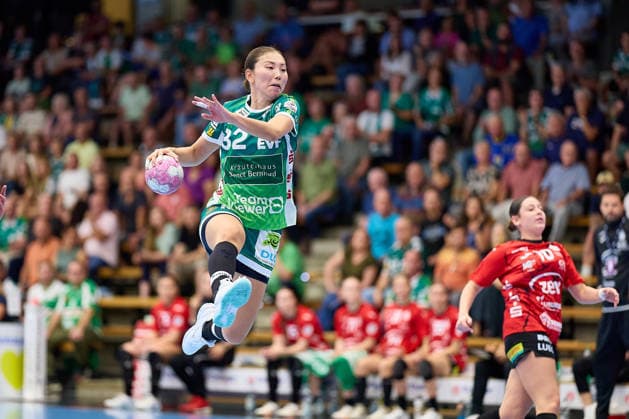 Haruno Sasaki s jump shot, Frisch Auf Goeppingen, 32 FRISCH AUF Goeppingen vs. BSV Sachsen Zwickau, Handball, ALSCO Women s Handball Bundesliga, Matchday 2, 2026–2027 season, September 5, 2026, FRISCH AUF Goeppingen vs. BSV Sachsen Zwickau, Handball, ALSCO Women’s Handball Bundesliga, Matchday 2, 2026–2027 season, September 5, 2026, Goeppingen Copyright: xEibner-Pressefoto GeraldxOelze-dexStoppanyx EP_ODS