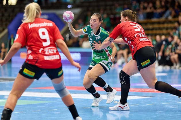 Lilja Agustsdottir, BSV Sachsen Zwickau, 09; Haruno Sasaki, Frisch Auf Göppingen, 32; Victoria Hasselbusch, BSV Sachsen Zwickau, 31; FRISCH AUF Göppingen vs. BSV Sachsen Zwickau, Handball, ALSCO Women’s Handball Bundesliga, Matchday 2, 2026–2027 season, September 5, 2026, FRISCH AUF Göppingen vs. BSV Sachsen Zwickau, Handball, ALSCO Women s Handball Bundesliga, Matchday 2, 2026–2027 Season, September 5, 2026, Göppingen Copyright: xEibner-Pressefoto GeraldxOelze-dexStoppanyx EP_ODS