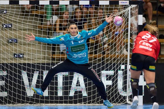 7-meter throw by Liv Navne (BSV Sachsen Zwickau) against Mikaela Possatti (Frisch Auf Goeppingen), 01 FRISCH AUF Göppingen vs. BSV Sachsen Zwickau, Handball, ALSCO Women’s Handball Bundesliga, Matchday 2, 2026–2027 season, September 5, 2026, FRISCH AUF Göppingen vs. BSV Sachsen Zwickau, Handball, ALSCO Women’s Handball Bundesliga, Matchday 2, 2026–2027 season, September 5, 2026, Göppingen Copyright: xEibner-Pressefoto GeraldxOelze-dexStoppanyx EP_ODS