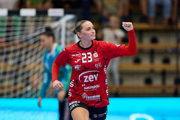 Silje Broens Petersen, BSV Sachsen Zwickau, 23, joy, celebration, clenched fist; FRISCH AUF Goeppingen vs. BSV Sachsen Zwickau, handball, ALSCO Women’s Handball Bundesliga, Matchday 2, 2026–2027 season, September 5, 2026 FRISCH AUF Göppingen vs. BSV Sachsen Zwickau, handball, ALSCO Women’s Handball Bundesliga, Matchday 2, 2026–2027 season, September 5, 2026 Göppingen Copyright: xEibner-Pressefoto GeraldxOelze-dexStoppanyx EP_ODS