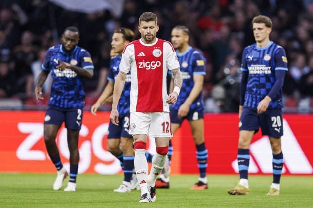 AMSTERDAM - Caio Henrique of Ajax (m) reacts after the 0-1 score during the Dutch Eredivisie match between AFC Ajax and PSV Eindhoven at the Johan Cruijff Arena on September 5, 2026 in Amsterdam, the Netherlands. MAURICE VAN STEEN ANP Eredivisie 2026 27 xVIxANPxSportx xxANPxIVx 567270580 originalFilename: 567270580.jpg