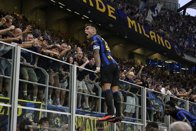 Mb Foto IPP Paolo Bona Milano 05 09 2026 Campionato Serie A di Calcio stagione 2026 2027 partita Inter-Napoli Nella foto Lautaro Martinez esulta dopo il gol del 3-2 Italy Photo Press Worldwide Copyright italy Italy ITALY  Copyright: xR4924_italyphotopressx
