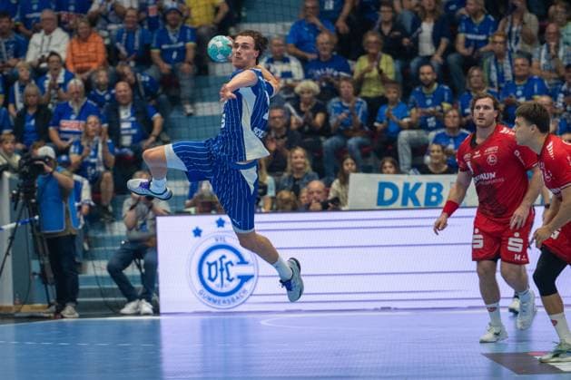 Miro Schluroff, backcourt, VfL Gummersbach 15, VfL Gummersbach vs. MT Melsungen, Opel Handball Bundesliga, Men, Matchday 3, September 5, 2026, Gummersbach, North Rhine-Westphalia, Germany Copyright: xkolbert-press MartinxWdziecznyx