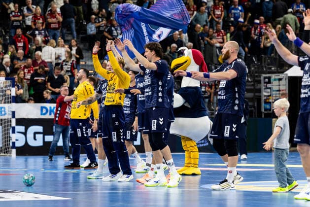 Opel HBL SG Flensburg Handewitt vs. HC Erlangen, September 5, 2026: Celebrations after the victory for SG Flensburg Handewitt. Opel HBL SG Flensburg Handewitt vs. HC Erlangen, GGW Arena, September 5, 2026 Copyright: xBEAUTIFULxSPORTS MarioxM.xKobergx
