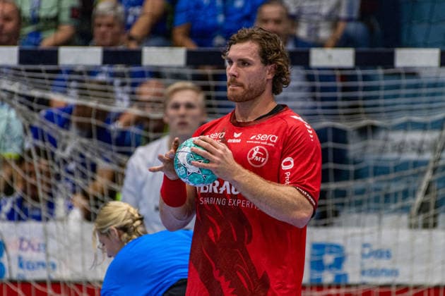 Opel Handball Bundesliga, VfL Gummersbach vs. MT Melsungen, September 5, 2026 Johannes Golla MT Melsungen 14, Opel Handball Bundesliga, VfL Gummersbach vs. MT Melsungen, September 5, 2026 Copyright: xBEAUTIFULxSPORTS Erlhofx