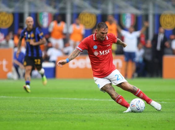 IPA88157694 - Matteo Politano of SSC Napoli scoring a goal during the 2026–27 Italian Serie A soccer match between Inter FC and SSC Napoli on September 5, 2026, at Stadio Giuseppe Meazza, San Siro, Milan, Italy. Photo by Nderim KACELI  Copyright: xNderimxKaceli IPAxSportx xx 88157694