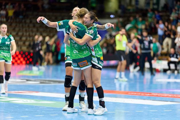 Joy and celebration for Luisa Schulze (Frisch Auf Goeppingen, 33), Matilda Ehlert (Frisch Auf Goeppingen, 10), and Haruno Sasaki (Frisch Auf Goeppingen, 32) after the game between Frisch Auf Goeppingen and BSV Sachsen Zwickau, Handball, ALSCO Women’s Handball Bundesliga, Matchday 2, 2026–2027 season, September 5, 2026, FRISCH AUF Goeppingen vs. BSV Sachsen Zwickau, handball, ALSCO Women’s Handball Bundesliga, Matchday 2, 2026–2027 season, September 5, 2026, Goeppingen Copyright: xEibner-Pressefoto GeraldxOelze-dexStoppanyx EP_ODS