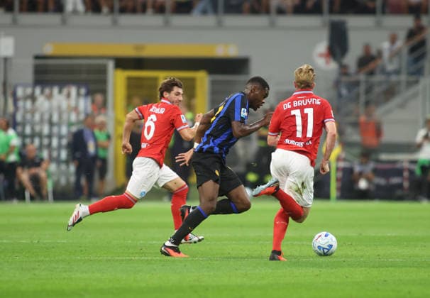 IPA88159673 - Ange-Yoan Bonny of Inter FC during the Italian Serie A 2026–27 season soccer match between Inter FC and SSC Napoli on September 5, 2026, at Stadio Giuseppe Meazza, San Siro, Milan, Italy. Photo by Nderim KACELI  Copyright: xNderimxKaceli IPAxSportx xx 88159673