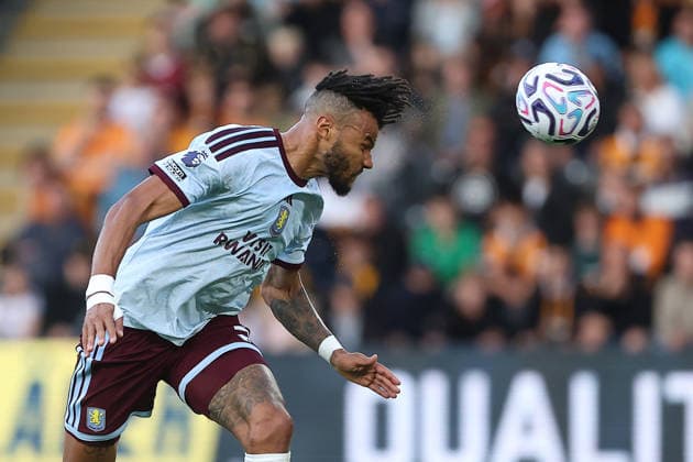 RECORD DATE NOT STATED 5th September 2026; MKM Stadium, Hull, Yorkshire, England; Premier League Football, Hull City versus Aston Villa; Aston Villas Tyrone Mings heads towards goal DavidxLofthouse