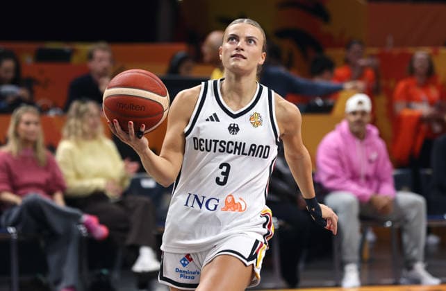 Alexandra Wilke on the Ball Action Upper Body Sports Basketball FIBA World Cup Women s World Championship Season 2026 2027 May 9, 2026 DBB Germany GER vs. Japan JPN