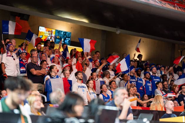 French fans in the arena, GER, France vs. Korea, Basketball, 2026 FIBA Women s World Cup, Group Stage, Matchday 2, September 5, 2026, GER, France vs. Korea, Basketball, FIBA Women’s World Cup 2026, Group Stage, Matchday 2, September 5, 2026, Berlin Copyright: xEibner-Pressefoto MaxxVincenx EP_MVN