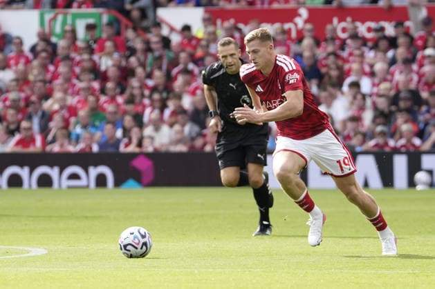 NOTTINGHAM, ENGLAND - September 5th : Liam Delap of Nottingham Forest seen in action during the Premier league football match between Nottingham Forest and Tottenham Hotspur at the City Ground on September 5th, 2026 in Nottingham, England. Copyright: xPaulxBonserx xSportsxPressxPhotox Sportspressphoto_SPR223943