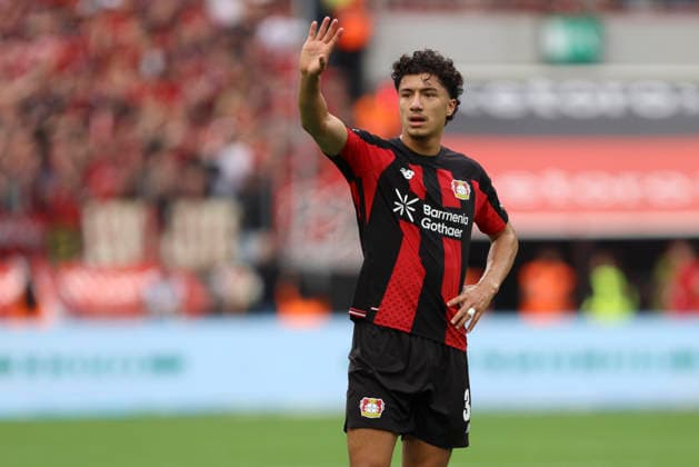 Ibrahim Maza (Bayer 04 Leverkusen) gestikuliert, Gestik waehrend des Spiels der 1. Bundesliga zwischen Bayer 04 Leverkusen und 1. FC Union Berlin, BayArena am 05. September 2026 in Leverkusen, Deutschland. (Foto von Oliver Kaelke DeFodi Images) +++ Ibrahim Maza (Bayer 04 Leverkusen) gestures during the Bundesliga match between Bayer 04 Leverkusen and 1. FC Union Berlin at BayArena on September 5, 2026 in Leverkusen, Germany. (Photo by Oliver Kaelke DeFodi Images) DFB DFL REGULATIONS PROHIBIT ANY USE OF PHOTOGRAPHS AS IMAGE SEQUENCES AND OR QUASI-VIDEO. (Photo by Oliver Kaelke DeFodi Images) - *** Ibrahim Maza of Bayer 04 Leverkusen gestures during the Bundesliga match between Bayer 04 Leverkusen and 1. FC Union Berlin, BayArena on September 5, 2026, in Leverkusen, Germany. Photo by Oliver Kaelke, DeFodi Images. Ibrahim Maza of Bayer 04 Leverkusen gestures during the Bundesliga match between Bayer 04 Leverkusen and 1 FC Union Berlin at BayArena on September 5, 2026 in Leverkusen, Germany. Photo by Oliver Kaelke, DeFodi Images. DFB and DFL regulations prohibit any use of photographs as image sequences and or quasi-video. Photo by Oliver Kaelke, DeFodi Images.