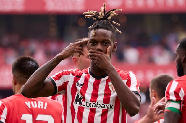 Athletic Club de Bilbao v Atletico de Madrid - LaLiga EA Sports BILBAO, SPAIN - SEPTEMBER 5: Nico Williams of Athletic Club Bilbao celebrates after scoring his team s first goal during the LaLiga EA Sports 2026 27 match between Athletic Club de Bilbao and Atletico de Madrid at San MamÃ s Stadium, on September 5, 2026 in Bilbao, Spain. (Photo by Marcos Calvo Photo Players Images Magara Press) Bilbao Estadio de San Mames Spain Copyright: xMarcosxCalvox