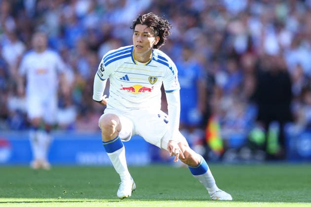 Brighton and Hove, England, 5th September 2026. Ao Tanaka of Leeds United during the Brighton and Hove Albion vs Leeds United Premier League match at the AMEX Stadium, Brighton and Hove. Picture credit should read: Paul Terry Sportimage EDITORIAL USE ONLY. No use with unauthorised audio, video, data, fixture lists, club league logos or live services. Online in-match use limited to 120 images, no video emulation. No use in betting, games or single club league player publications. SPI_089_PT_Brighton_Leeds SPI-4972-0089