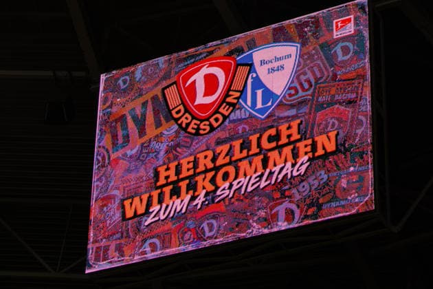 Deutschland: 2.Bundesliga, Saison 2026 2027, 05.09.2026, 4. Spieltag, SG Dynamo Dresden vs VfL Bochum, Rudolf-Harbig-Stadion : Anzeigetafel, Stadionanzeige *** Germany 2. Bundesliga, 2026–2027 Season, September 5, 2026, Matchday 4, SG Dynamo Dresden vs. VfL Bochum, Rudolf Harbig Stadium Scoreboard, Stadium Display Copyright: xMichellexLukax