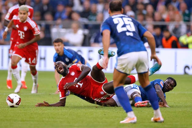UPAMECANO Dayot Team FC Bayern Muenchen mit DINA EBIMBE DFL Fussball Bundesliga Saison 2026 - 2027 BL Spiel FC Schalke 04 _ FC Bayern Muenchen 0 : 0 Gelsenkirchen am 05. 09. 2026 DFL REGULATIONS PROHIBIT ANY USE OF PHOTOGRAPHS as IMAGE SEQUENCES and or QUASI-VIDEO *** UPAMECANO Dayot, FC Bayern Munich, with DINA EBIMBE, DFL Soccer Bundesliga, 2026–2027 season, Bundesliga match: FC Schalke 04 vs. FC Bayern Munich, 0–0, Gelsenkirchen, September 5, 2026. DFL REGULATIONS PROHIBITANY USE OF PHOTOGRAPHS AS IMAGE SEQUENCES AND OR QUASI-VIDEO Copyright: xLacixPerenyix