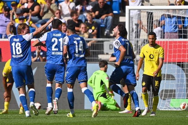 Torjubel Leon AVDULLAHU (1899 Hoffenheim) nach Tor zum 1-0,Jubel,Freude,Begeisterung),Aktion. Fussball 1. Bundesliga Saison 2026 2027, 2.Spieltag, Spieltag02,, TSG 1899 Hoffenheim - Borussia Dortmund 2-3 am 05.09.2026 , SNP ARENA *** Leon AVDULLAHU of 1899 Hoffenheim celebrates after scoring the 1-0 goal; celebration, joy, excitement; soccer action, Bundesliga Season 2026–2027, Matchday 2, Matchday 02, TSG 1899 Hoffenheim vs. Borussia Dortmund 2–3 on September 5, 2026, SNP ARENA