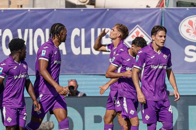 SOCCER - Serie A - ACF Fiorentina vs. Torino FC Photo by IPA ABACAPRESS.COM88170709 - Pellegrino (No. 32, Fiorentina) celebrates after scoring a goal during the Serie A soccer match between ACF Fiorentina and Torino FC at Stadio Artemio Franchi in Florence, Italy Florence Italy  Copyright: xIPAxSport ABACAx