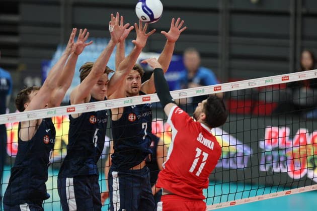 Gdansk 05.09.2026 Volleyball friendly match between the Polish and Finnish National Teams in Gdansk Siatkowka meczi towarzyski Reprezentacji Polski i Finlandii w Gdansku n z Aleksander Sliwka Mikko Esko Niklas Seppanen Fot.Mateusz Bialczyk Arena Akcji NEWSPIX.PL --- newspix.pl 