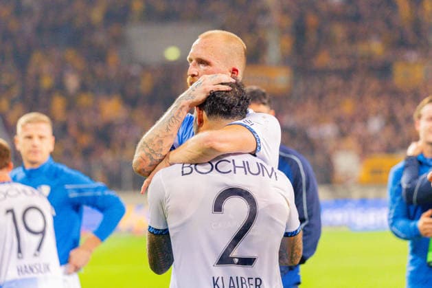 Deutschland: 2.Bundesliga, Saison 2026 2027, 05.09.2026, 4. Spieltag, SG Dynamo Dresden vs VfL Bochum, Rudolf-Harbig-Stadion : Philipp Hofmann (VfL Bochum, 33), Sean Desmond Klaiber (VfL Bochum, 2) *** Germany 2. Bundesliga, 2026–2027 Season, September 5, 2026, Matchday 4, SG Dynamo Dresden vs. VfL Bochum, Rudolf Harbig Stadium; Philipp Hofmann (VfL Bochum), 33; Sean Desmond Klaiber (VfL Bochum), 2 Copyright: xMichellexLukax