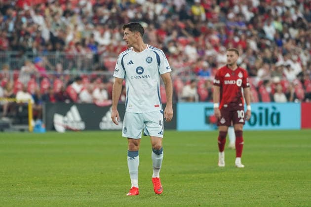 Toronto FC v Chicago Fire FC - MLS, Fussball Herren, USA Robert Lewandowski 09 of Chicago Fire FC looks on during the Major League Soccer Match between Toronto FC and Chicago Fire FC at BMO Field Stadium. on September 5, 2026 in Toronto, Canada. (Photo by Leonardo Ramirez Eyepix Group) Copyright: xLeonardoxRamirezx xEyepixxGroupx LR05092026-08291