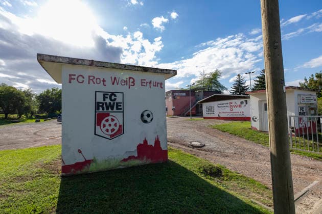 U17 DFB Youth League Preliminary Round Group H FC Rot Weiß Erfurt vs. Eintracht Braunschweig Erfurt, September 5, 2026, Entrance to the Cyriaksgebreite Sports Center, Erfurt U17 DFB Youth League Preliminary Round Group H FC Rot Weiß Erfurt vs. Eintracht Braunschweig Main Field Cyriaksgebreite, Erfurt, September 5, 2026. DFB regulations prohibit any use of photographs as image sequences and or quasi-video. Copyright: xBEAUTIFULxSPORTS Duehringx