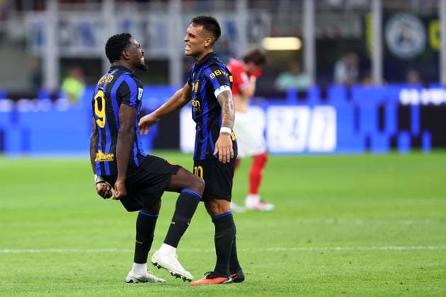 September 5, 2026, Milan, Rome, Italy: Marcus Thuram and Lautaro Martinez celebrate after the match during FC Internazionale s 2026 2027 Serie A match against SSC Napoli. Milan, 05 09 2026. Soccer, Serie A Matchday 3: Inter-Napoli 3-2  - ZUMAa289 20260905_zia_a289_914 Copyright: xMarcoxCanonierox xAgfx