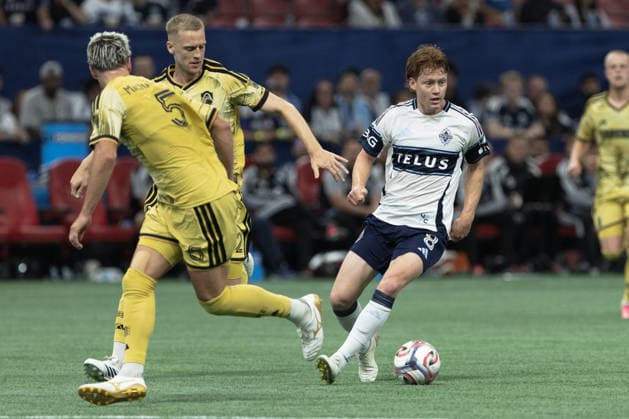 Oliver Larraz seen during MLS, Fussball Herren, USA game between teams of Vancouver Whitecaps FC and St. Louis City SC(Gael Amador Ball Raw Images) Vancouver BC Place Canada Copyright: xGaelxAmadorx Whitecaps_StLouis0141