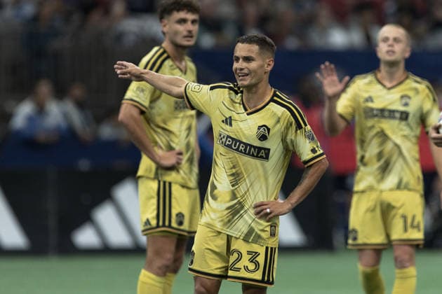 Alexandru Matan seen during MLS, Fussball Herren, USA game between teams of Vancouver Whitecaps FC and St. Louis City SC(Gael Amador Ball Raw Images) Vancouver BC Place Canada Copyright: xGaelxAmadorx Whitecaps_StLouis0152
