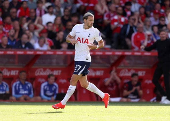 Mykhailo Mudryk (TH) at the Nottingham Forest v Tottenham Hotspur, EPL match, at The City Ground, Nottingham, Notts., on 5th September, 2026.  .