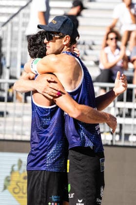 Beach volleyball, Beachvolleyball - MEVZA Schladming SCHLADMING,AUSTRIA,06.SEP.26 - BEACH VOLLEYBALL - win2day Tour PRO, MEVZA Schladming. Image shows Maximilian Trummer and Lorenz Peter.  GEPAxpictures xJulioxArellano