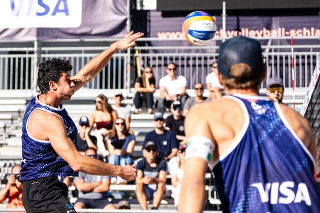 Beach volleyball, Beachvolleyball - MEVZA Schladming SCHLADMING,AUSTRIA,06.SEP.26 - BEACH VOLLEYBALL - win2day Tour PRO, MEVZA Schladming. Image shows Maximilian Trummer.  GEPAxpictures xJulioxArellano