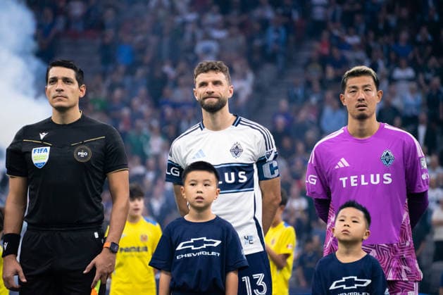 VANCOUVER, CANADA - SEPTEMBER 5: Thomas Muller of Vancouver Whitecaps FC smiles during the national anthems before the Major League Soccer match between Vancouver Whitecaps FC and St Louis City SC at BC Place Stadium on September 5, 2026 in Vancouver, British Columbia, Canada. Copyright: xAmyxElle SPPx Sportspressphoto_SPR224382