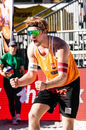 Beach volleyball, Beachvolleyball - MEVZA Schladming SCHLADMING,AUSTRIA,06.SEP.26 - BEACH VOLLEYBALL - win2day Tour PRO, MEVZA Schladming. Image shows Tim Berger (AUT).  GEPAxpictures xJulioxArellano