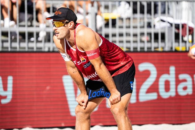 Beach volleyball, Beachvolleyball - MEVZA Schladming SCHLADMING,AUSTRIA,06.SEP.26 - BEACH VOLLEYBALL - win2day Tour PRO, MEVZA Schladming. Image shows Moritz Pristauz (AUT).  GEPAxpictures xJulioxArellano