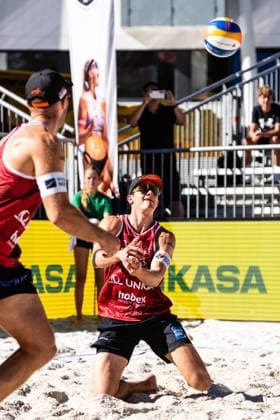 Beach volleyball, Beachvolleyball - MEVZA Schladming SCHLADMING,AUSTRIA,06.SEP.26 - BEACH VOLLEYBALL - win2day Tour PRO, MEVZA Schladming. Image shows Phillip Waller (AUT).  GEPAxpictures xJulioxArellano