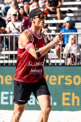 Beach volleyball, Beachvolleyball - MEVZA Schladming SCHLADMING,AUSTRIA,06.SEP.26 - BEACH VOLLEYBALL - win2day Tour PRO, MEVZA Schladming. Image shows Phillip Waller (AUT).  GEPAxpictures xJulioxArellano