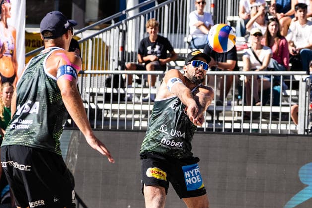 Beach volleyball, Beachvolleyball - MEVZA Schladming SCHLADMING,AUSTRIA,06.SEP.26 - BEACH VOLLEYBALL - win2day Tour PRO, MEVZA Schladming. Image shows Drexler Christoph (AUT).  GEPAxpictures xJulioxArellano